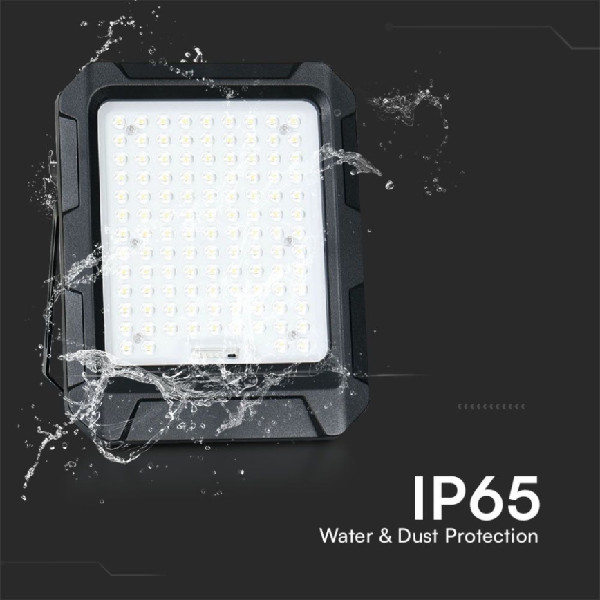 Соларен LED прожектор LED/15W/3,7V IP65 4000K 12000 mAh черен + дистанционно управление