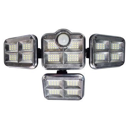 LED соларен прожектор с датчик за движение и здрач LED/30W/3,7V 2400 mAh IP47 + дистанционно управление