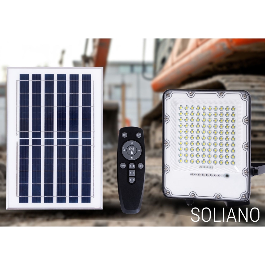 LED Екстериорен димируема соларен прожектор LED/100W/3,2V 4500K IP65 черен + дистанционно управление