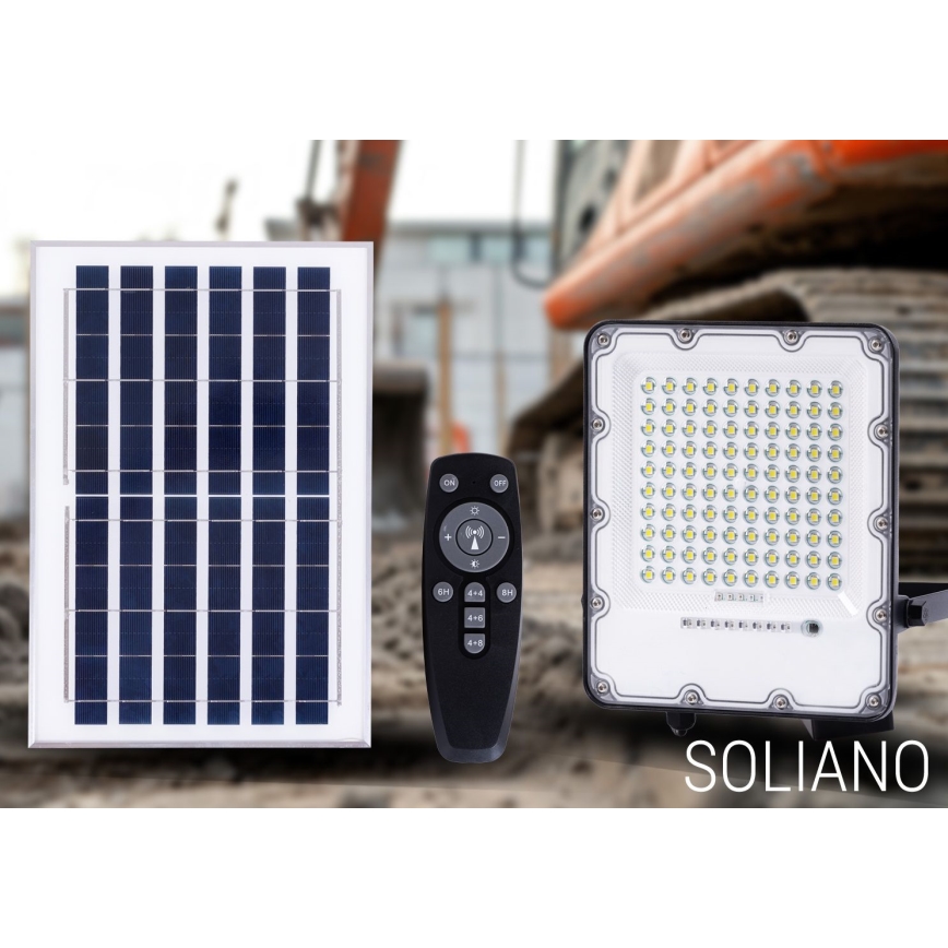 LED Екстериорен димируема соларен прожектор LED/50W/3,2V 4500K IP65 черен + дистанционно управление