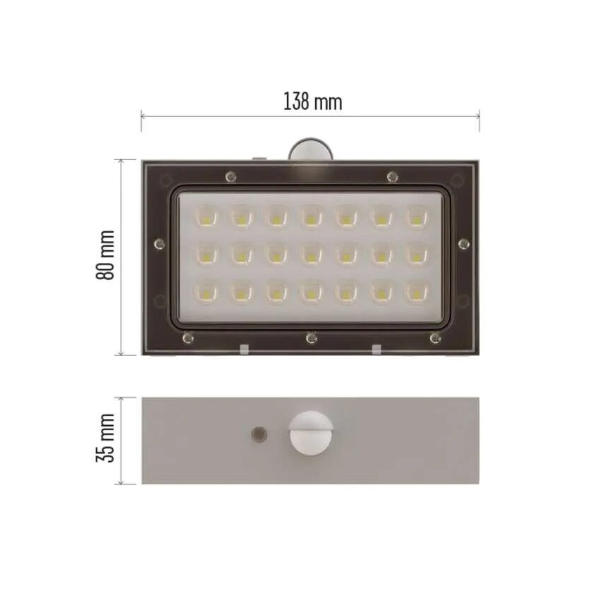 LED соларен прожектор с датчик за движение LED/3,7V 1200mAh 4000K IP65 бял