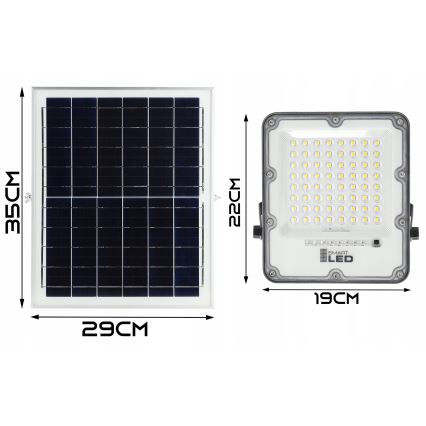 LED димируем соларен прожектор LED/100W/3,2V 5000K 10500 mAh IP65 черен + дистанционно управление