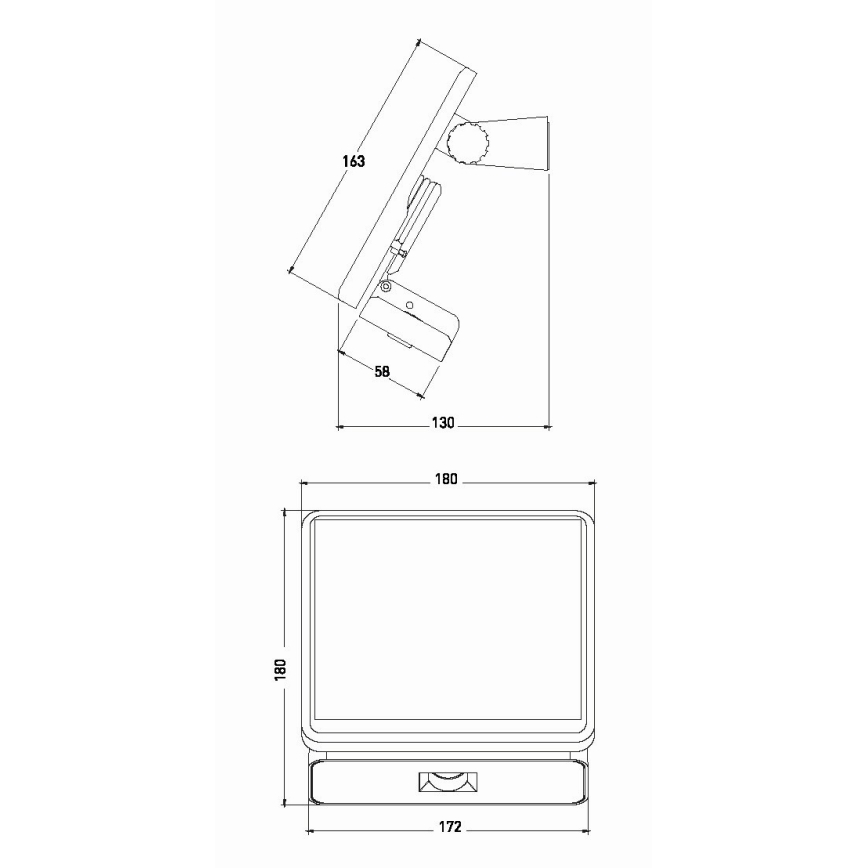 LED соларен прожектор със сензор LED/8W/3,7V 2000 mAh IP54 черен