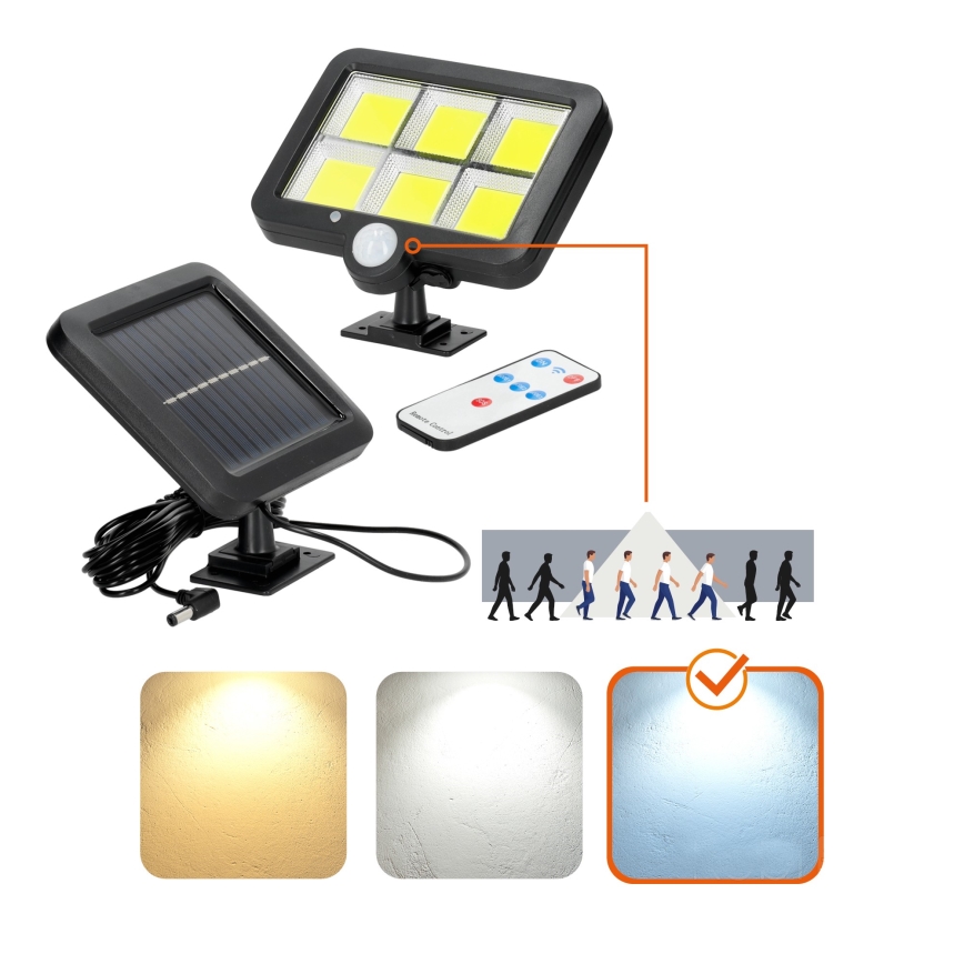LED соларен прожектор със сензор LED/1,5W/3,7V 6000K IP44 1200 mAh