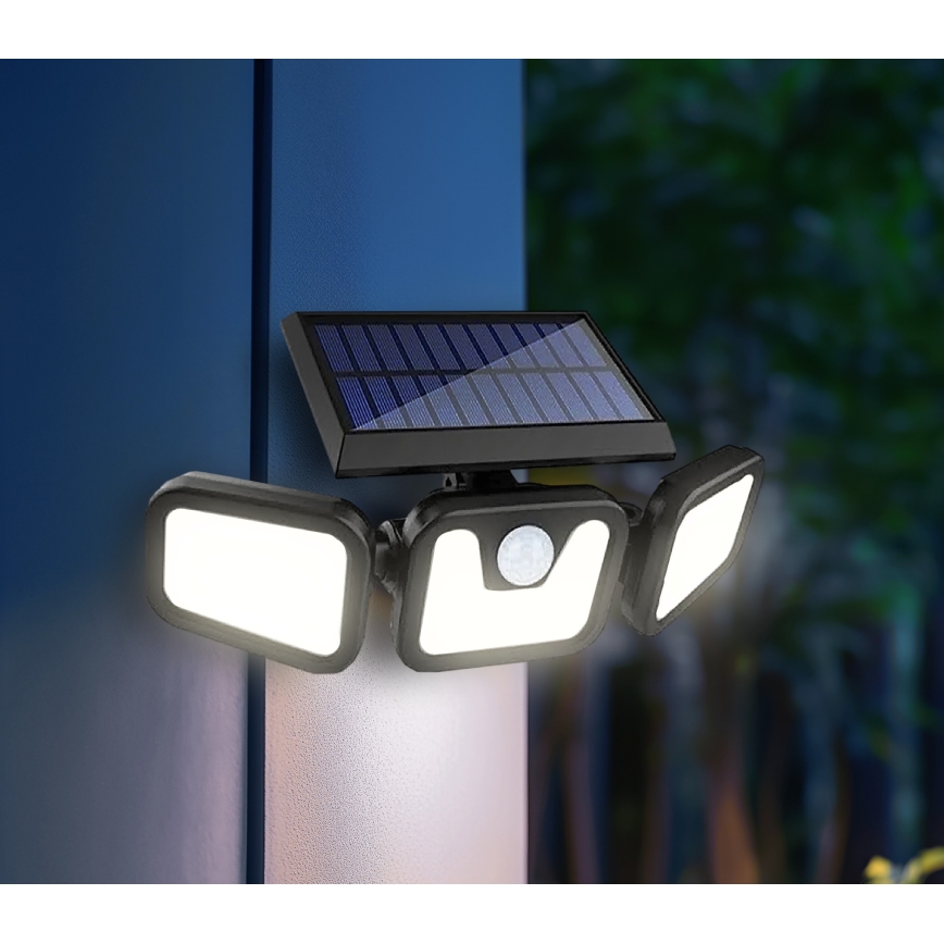 LED соларен прожектор със сензор LED/1,5W/3,7V 6000K IP44 2400 mAh