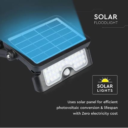 LED соларен прожектор със сензор LED/5W/3,7V IP65 4000K 3000 mAh