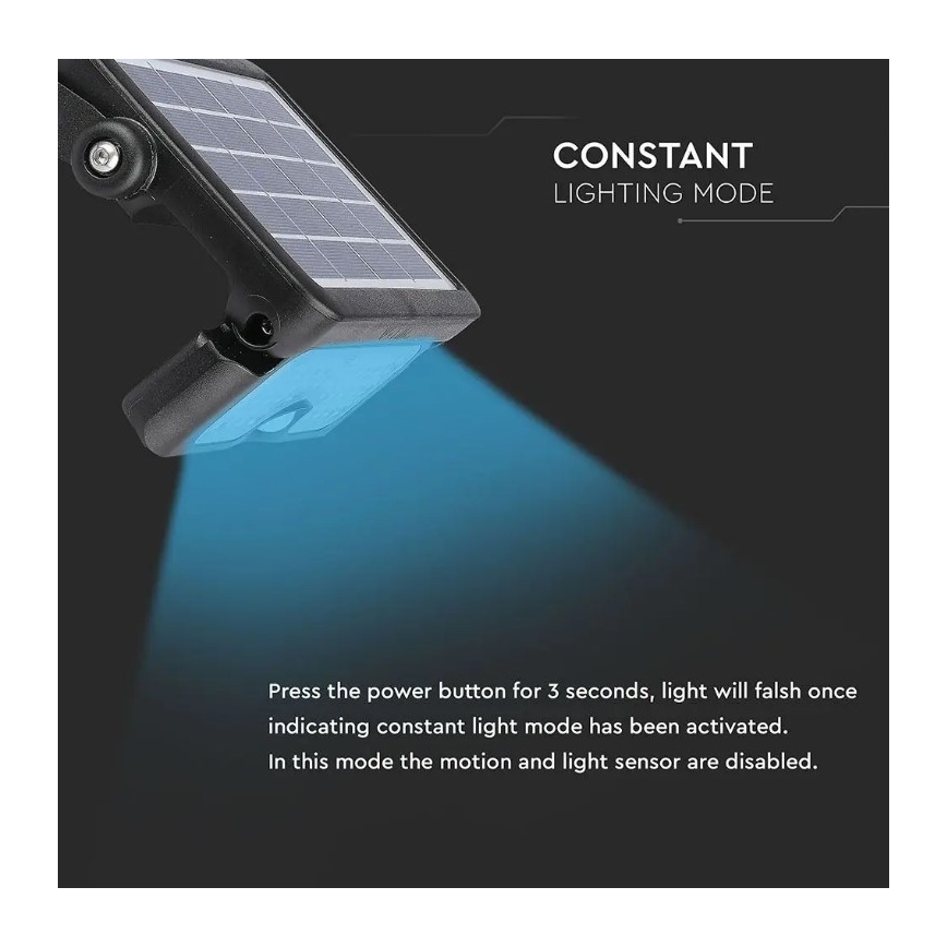 LED соларен прожектор със сензор LED/5W/3,7V IP65 4000K 3000 mAh
