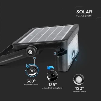 LED соларен прожектор със сензор LED/5W/3,7V IP65 4000K 3000 mAh