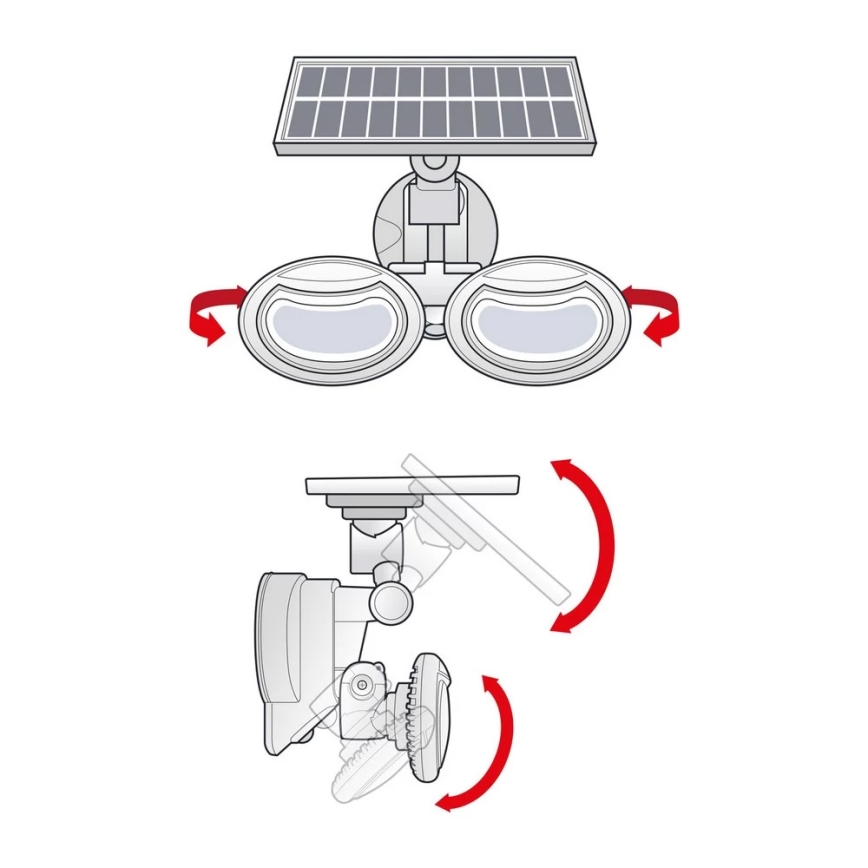 LED Соларен прожектор със сензор 2xLED/4W/5V IP65