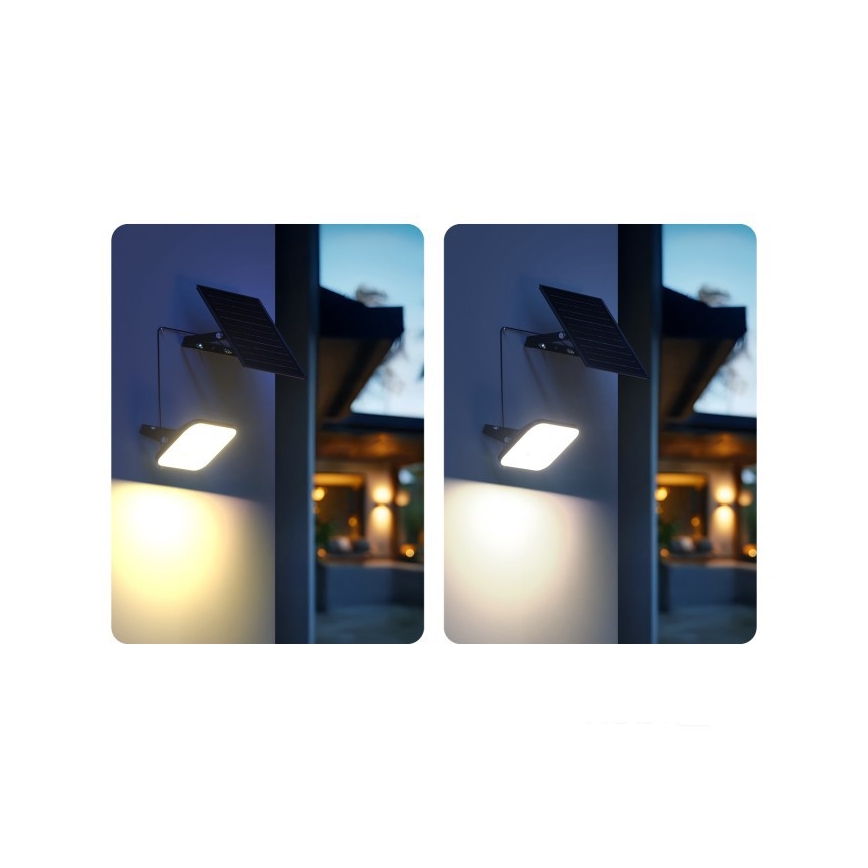 LED соларен прожектор с възможност за димиране и сензор LED/10W/3,7V 3000/4000K IP65 3600 mAh + дистанционно управление