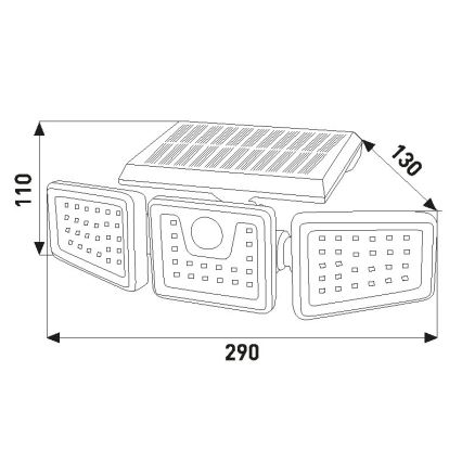 LED Соларен прожектор със сензор LED/14W/3,7V 1800 mAh IP54