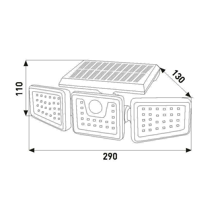 LED Соларен прожектор със сензор LED/14W/3,7V 1800 mAh IP54