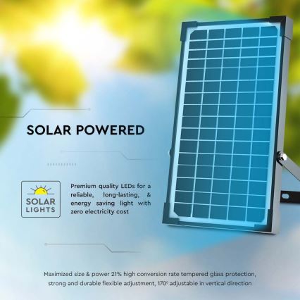 LED Соларен прожектор със сензор LED/30W/6,4V 4000K + дистанционно управление