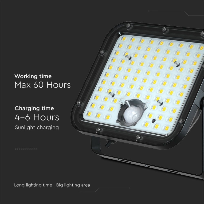 LED Соларен прожектор със сензор LED/30W/6,4V 6400K + дистанционно управление