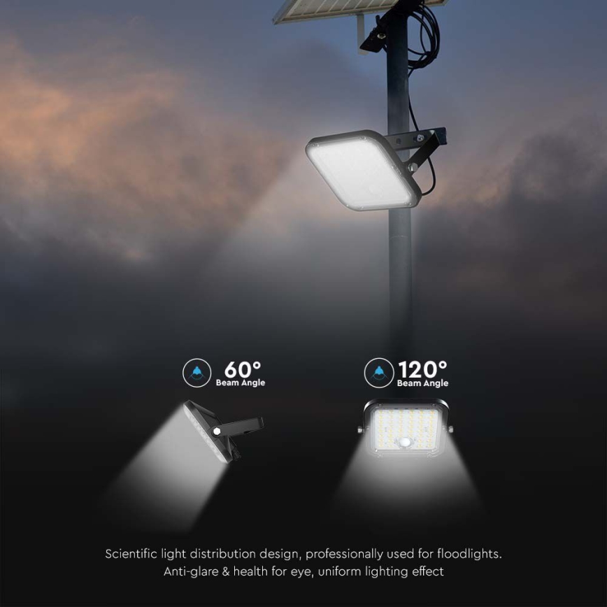 LED Соларен прожектор със сензор LED/30W/6,4V 6400K + дистанционно управление