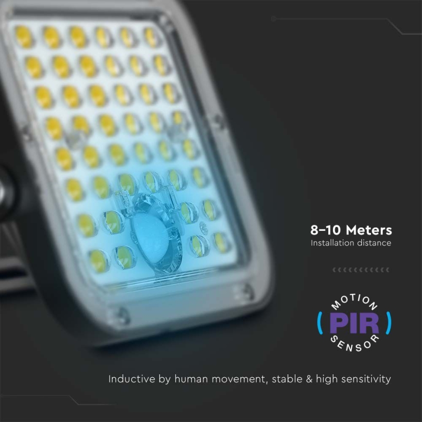 LED Соларен прожектор със сензор LED/30W/6,4V 6400K + дистанционно управление