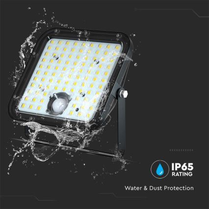 LED Соларен прожектор със сензор LED/30W/6,4V 6400K + дистанционно управление