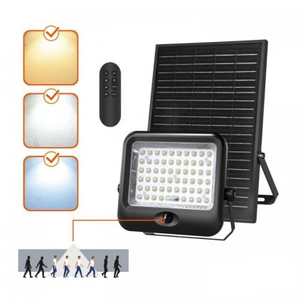 Соларен LED прожектор със сензор MHCS LED/20W/3,2V 3000/4000/6500K IP65 10000 mAh + дистанционно управление
