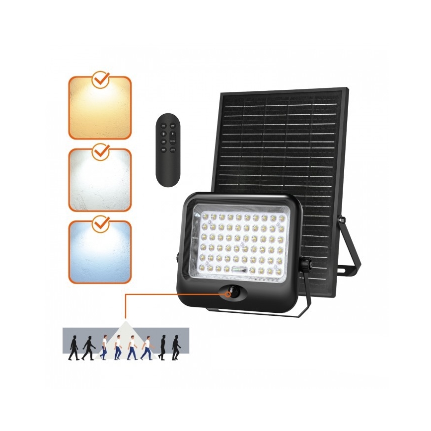 Solaren LED прожектор със сензор MHCS LED/35W/3,2V 3000/4000/6500K IP65 15000 mAh + дистанционно управление