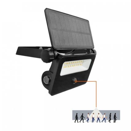 LED соларен прожектор със сензор NCS G2 LED/10W/3,7V 3000/4000/6500K IP54 1800 mAh