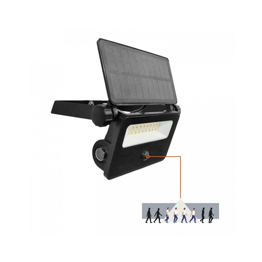 LED соларен прожектор със сензор NCS G2 LED/10W/3,7V 3000/4000/6500K IP54 1800 mAh