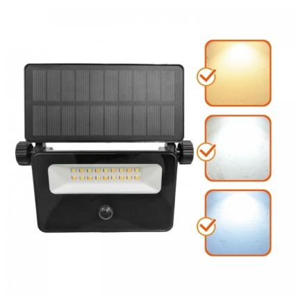 LED соларен прожектор със сензор NCS G2 LED/10W/3,7V 3000/4000/6500K IP54 1800 mAh