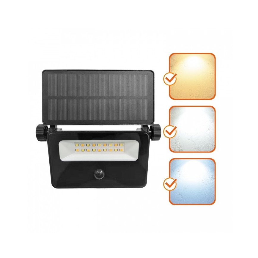LED соларен прожектор със сензор NCS G2 LED/10W/3,7V 3000/4000/6500K IP54 1800 mAh
