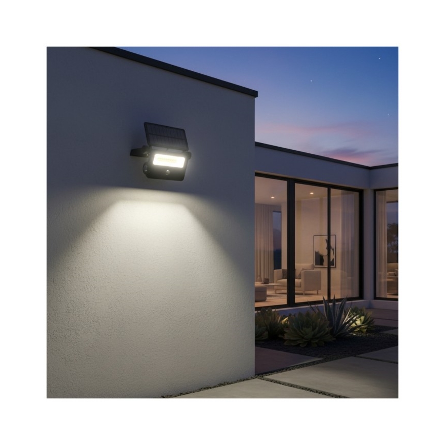 LED соларен прожектор със сензор NCS G2 LED/20W/3,7V 3000/4000/6500K IP54 2600 mAh