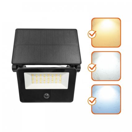 LED соларен прожектор със сензор NCS G2 LED/20W/3,7V 3000/4000/6500K IP54 2600 mAh
