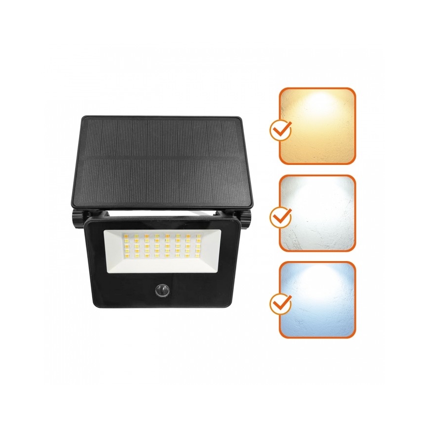 LED соларен прожектор със сензор NCS G2 LED/20W/3,7V 3000/4000/6500K IP54 2600 mAh