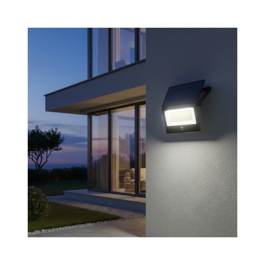 LED Соларен прожектор със сензор NCS G2 LED/30W/3,7V 3000/4000/6500K IP54 5200 mAh