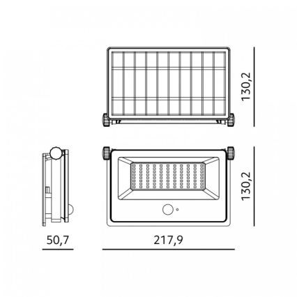 LED Соларен прожектор със сензор NCS G2 LED/30W/3,7V 3000/4000/6500K IP54 5200 mAh