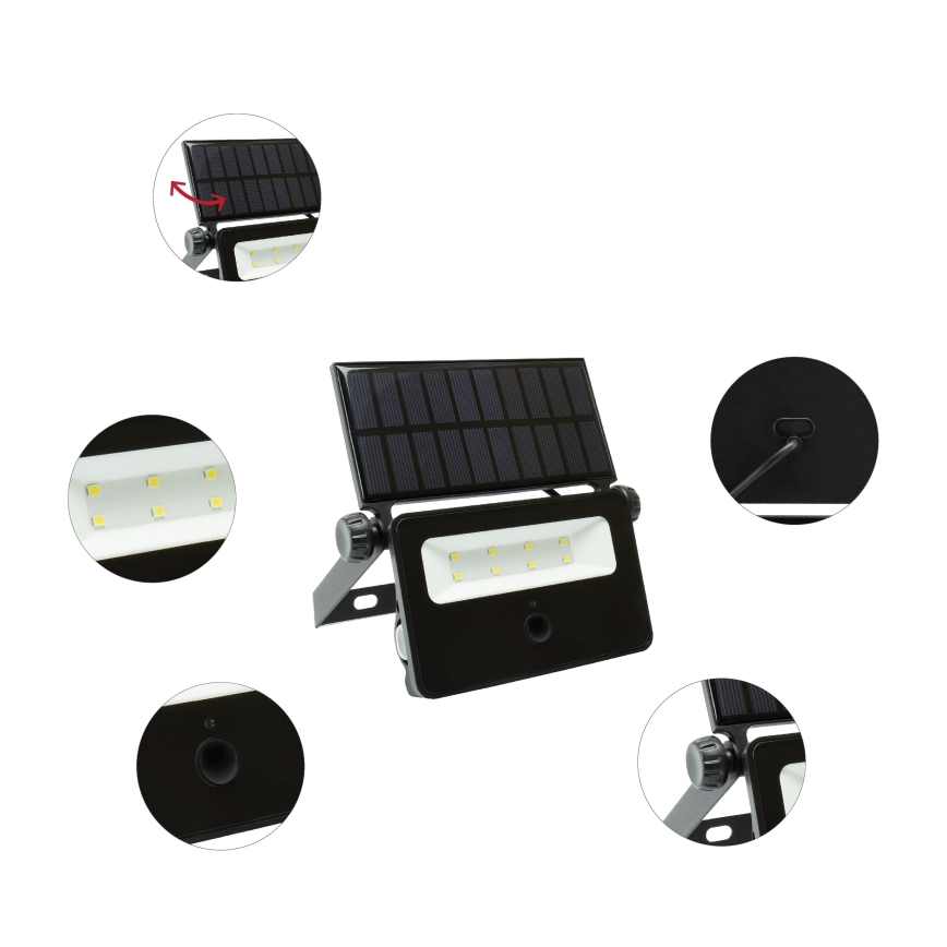 LED Соларен прожектор със сензор NOCTIS LED/2W/1800 mAh 3,7V 6000K IP65