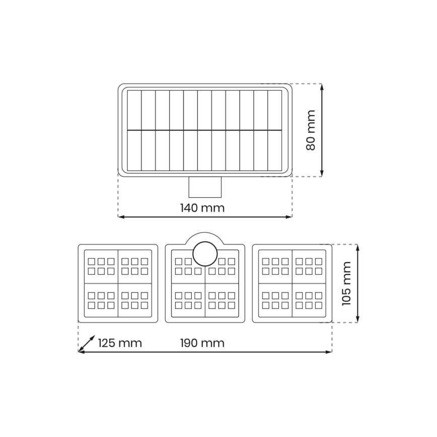 LED Соларен прожектор със сензори за движение и за здрач LED/20W/3,7V 1200 mAh IP44 + дистанционно управление