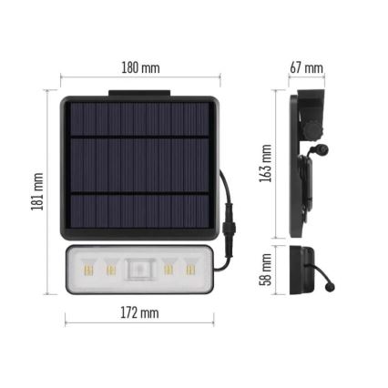 LED Соларен прожектор със сензор за движение LED/3,7V 2500mAh 4000K IP54