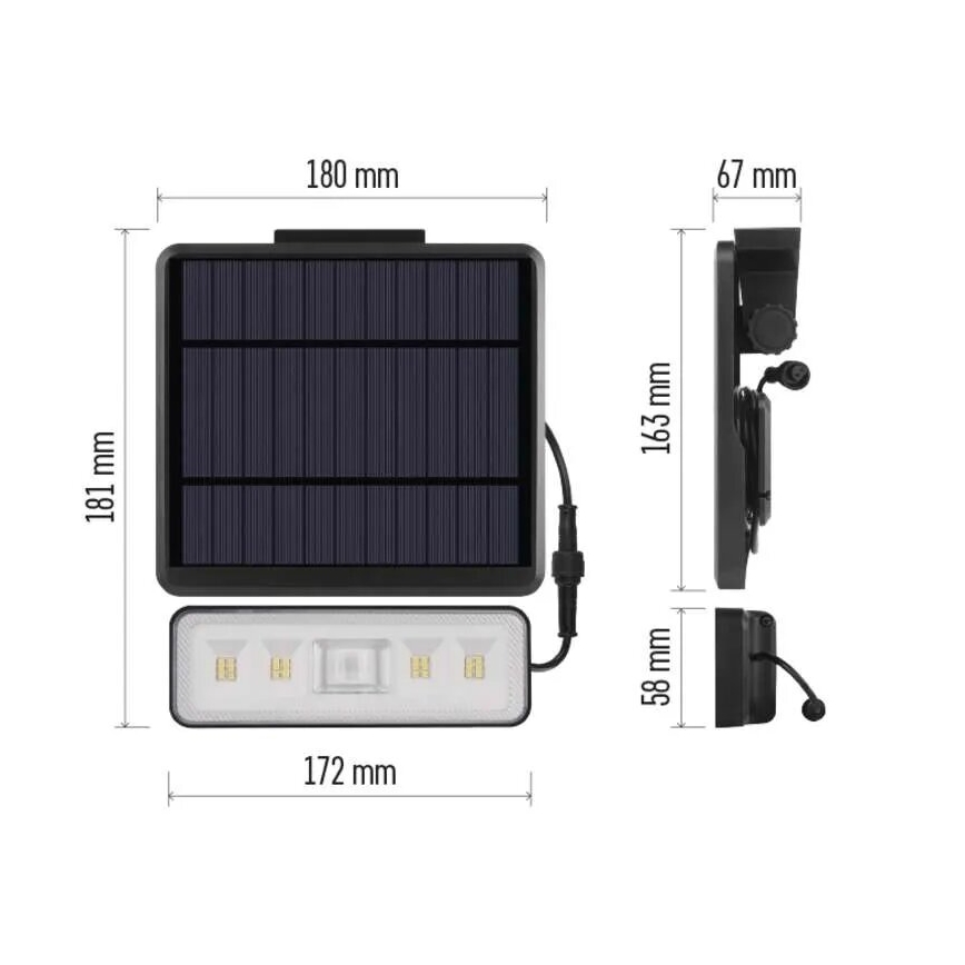 LED Соларен прожектор със сензор за движение LED/3,7V 2500mAh 4000K IP54