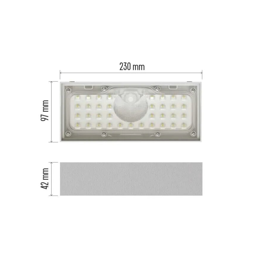 LED Соларен прожектор със сензор за движение LED/3,7V 3000mAh 4000K IP65 бял