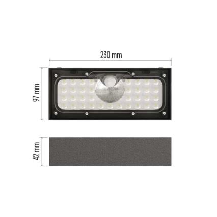 LED Соларен прожектор със сензор за движение LED/3,7V 3000mAh 4000K IP65 черен