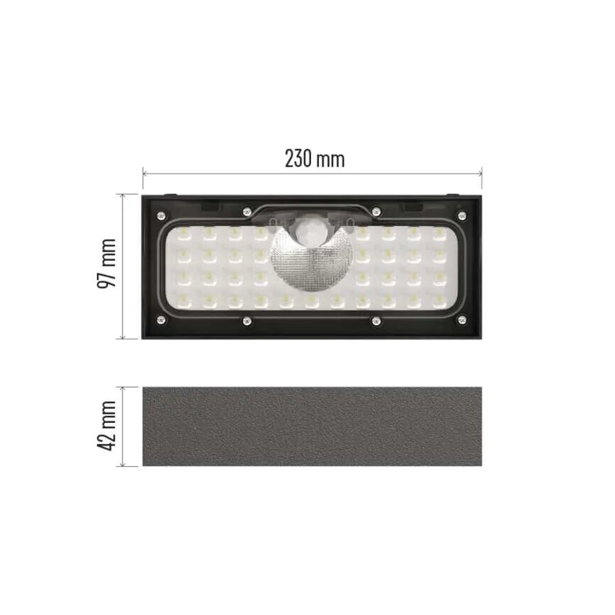 LED Соларен прожектор със сензор за движение LED/3,7V 3000mAh 4000K IP65 черен