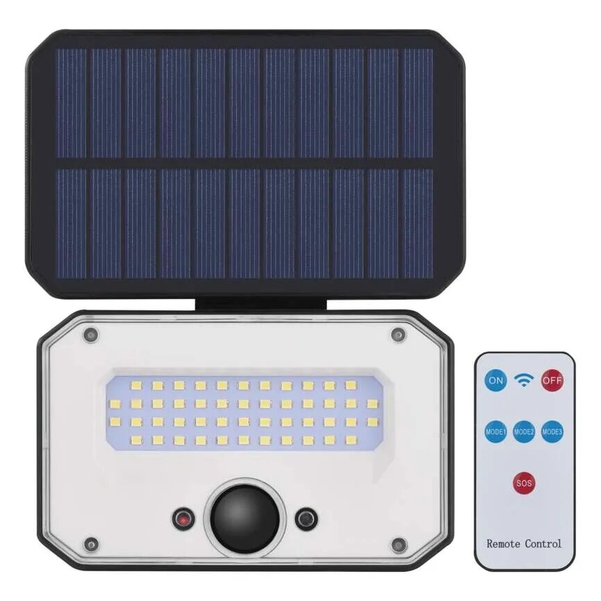 LED Соларен прожектор със сензор за движение SPILO LED/3,7V 3600mAh 4000K IP54 + дистанционно управление