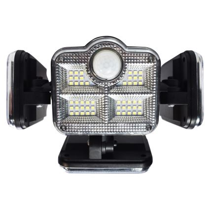 LED Соларен прожектор със сензори за движение и за здрач LED/30W/3,7V 2400 mAh IP47 + дистанционно управление