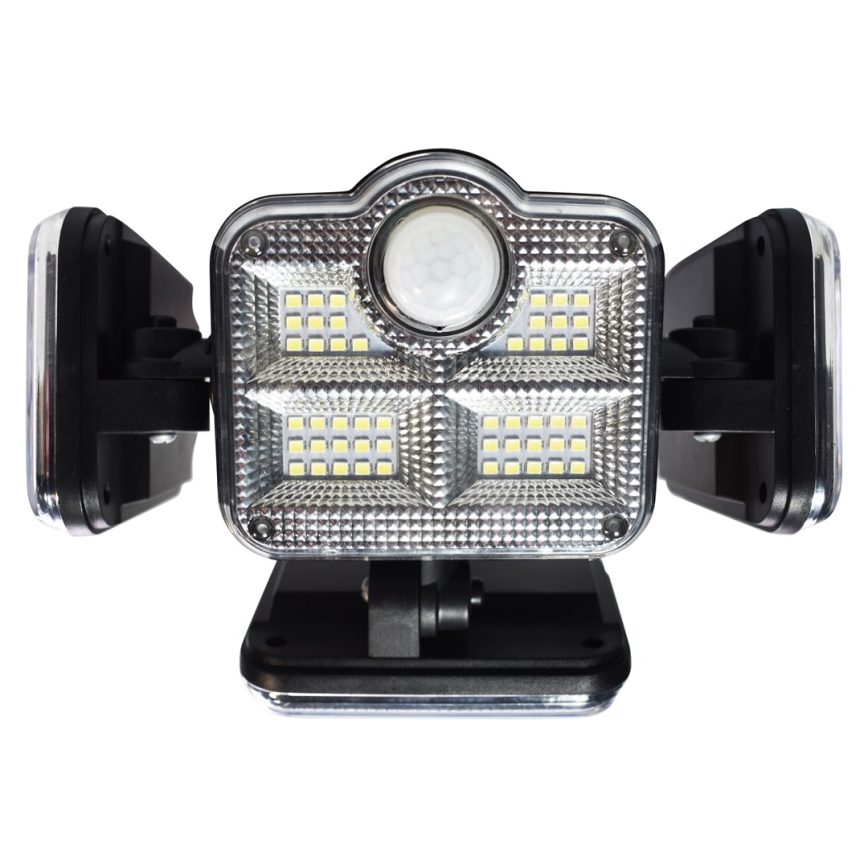 LED Соларен прожектор със сензори за движение и за здрач LED/30W/3,7V 2400 mAh IP47 + дистанционно управление
