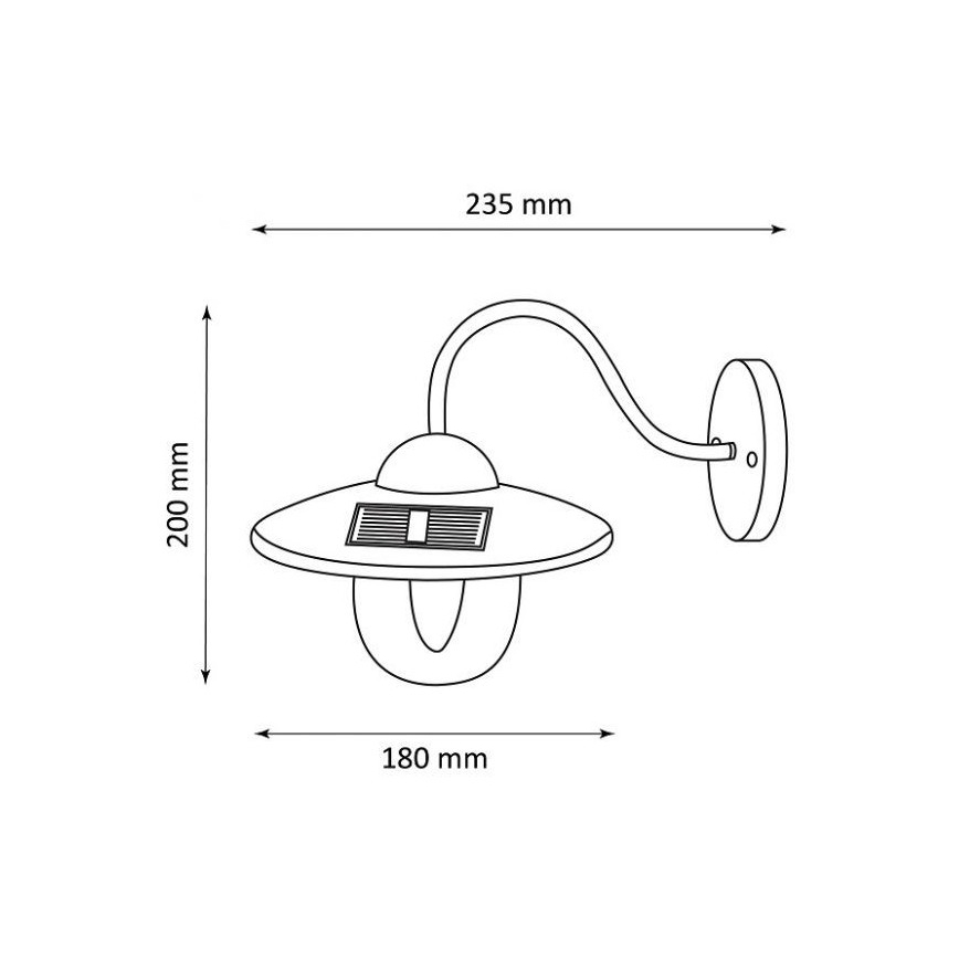 LED соларен стенен осветител LED/0,5W/1,2V 600 mAh IP44 черен