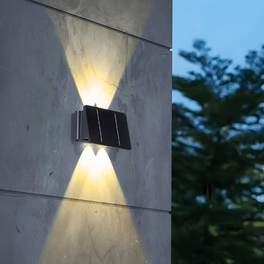 LED Соларен стенен осветител 4xLED/1,5W/3,7V 1500 mAh IP54 черен