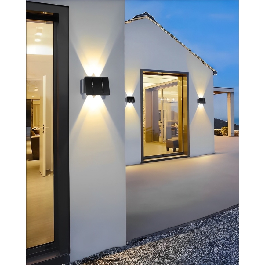 LED Соларен стенен осветител 4xLED/1,5W/3,7V 1500 mAh IP54 черен