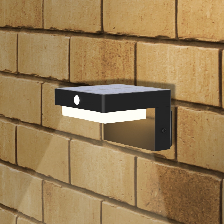 LED соларен стенен осветител с сензор MALI LED/4,5W/3,7V 2000 mAh IP44 черен