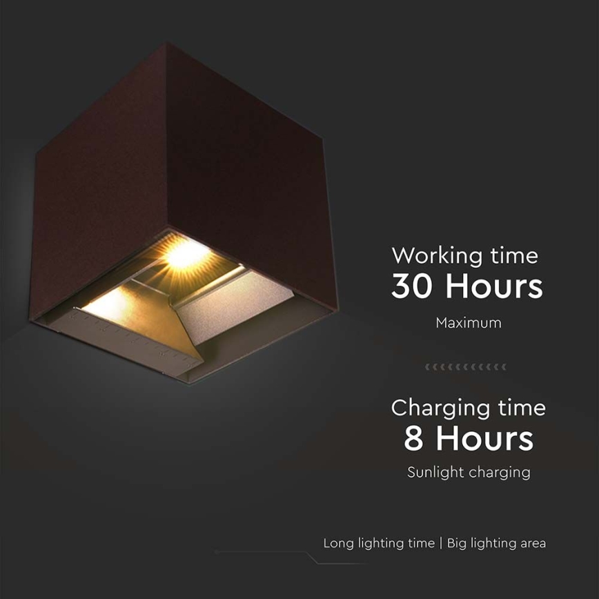 LED соларен стенен осветител с сензор LED/9W/3,7V 3000/4000/5000K 2600 mAh IP65 кафяв