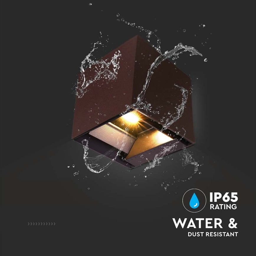 LED соларен стенен осветител с сензор LED/9W/3,7V 3000/4000/5000K 2600 mAh IP65 кафяв