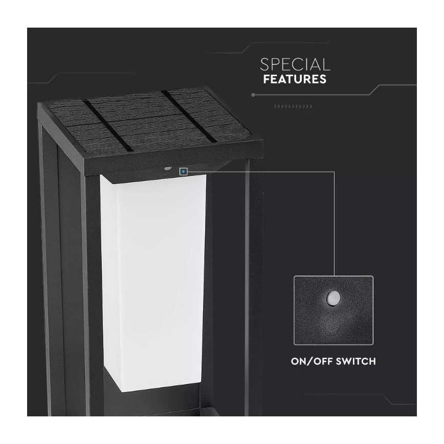 LED соларен стенен осветител с сензор SAMSUNG CHIP LED/2W/3,7V IP65 2600 mAh