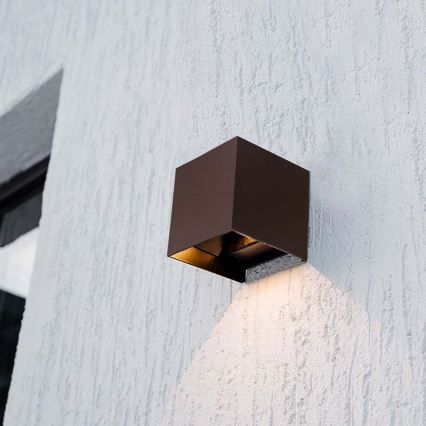 LED соларен стенен осветител с сензор LED/9W/3,7V 3000/4000/5000K 2600 mAh IP65 кафяв